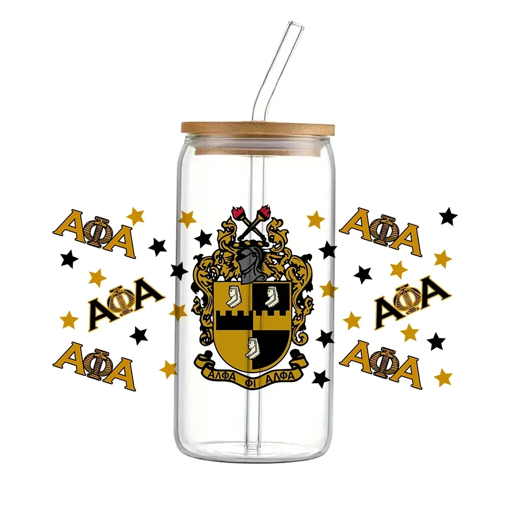 

Fraternity 11x24cm Alpha Phi ALpha UV DTF Transfer Sticker Waterproof Transfers Decals For 16oz Glass Cup Wrap Stickers
