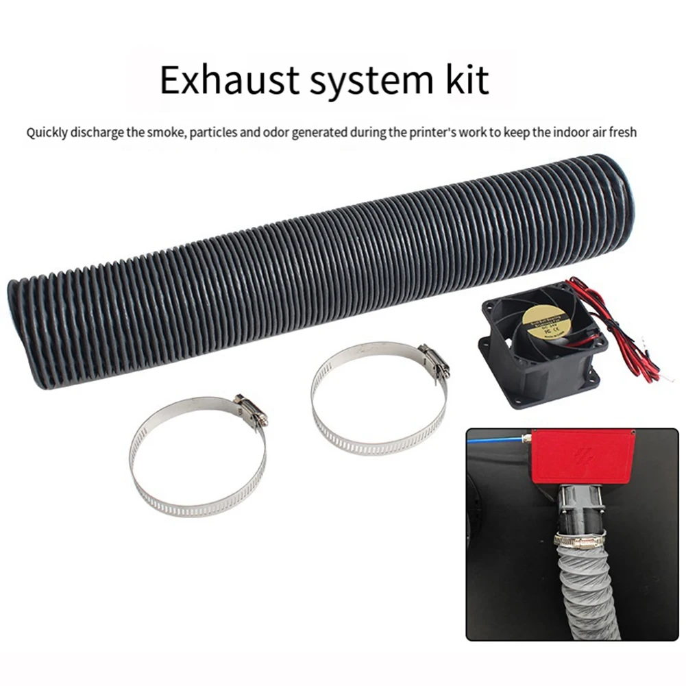 3D Printer Exhaust Fan Hose Encrypted Foil Ventilation Pipe Scalable Smoke Tube for Voron 2.4 R2 Trident, with FAN