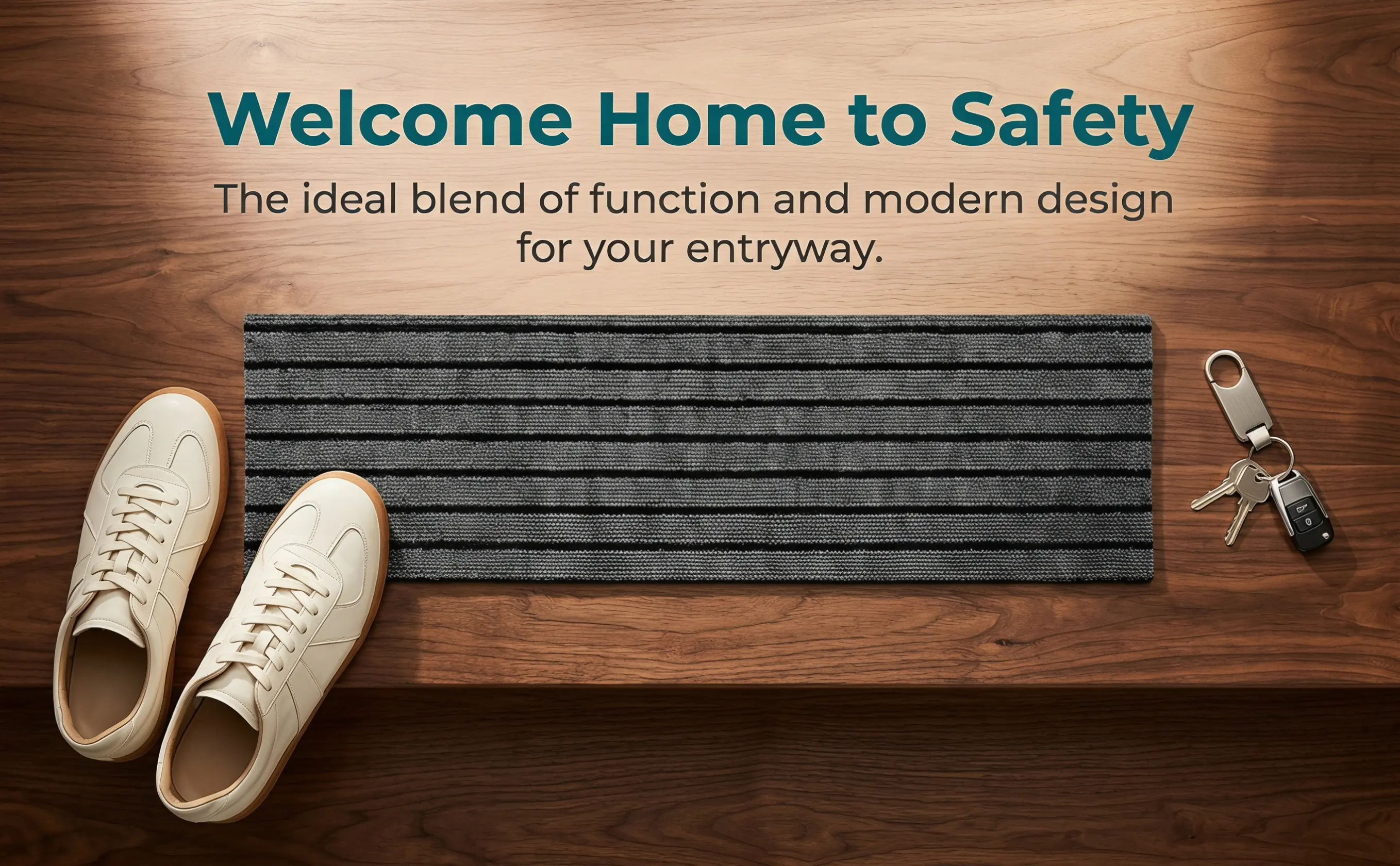 2Pcs Outdoor Non Slip Stair Mats Commercial Entryways Self Adhesive Safety Rug Non Skid Stair Treads Carpet 31x9 Inch Front