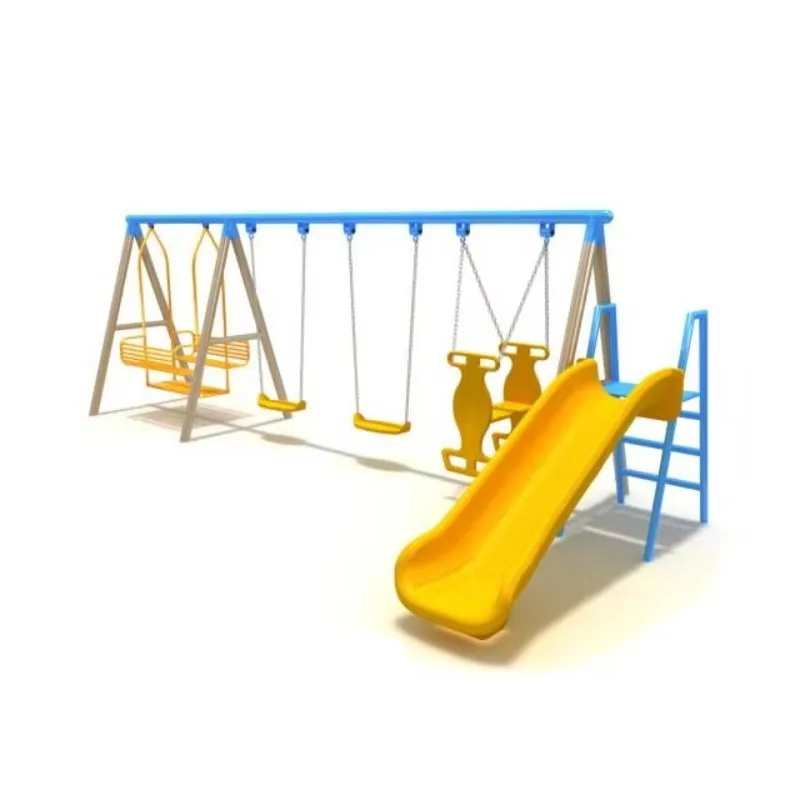 Outdoor steel pipe fitness swing slide commercial used amusement park cheap children's playground