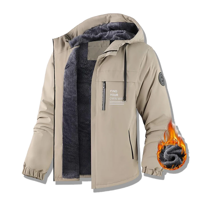 

EU Size Men Winter Jacket Cotton-Padded Jacket Fleece Lined Thickened Warm Coat Unisex Casual Windbreaker Outwear Down Jacket