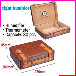 Cedar Wood Cigar Case Travel Humidor Portable Box W/ Humidifier Hygrometer Classics Cigar Cabinet Smoking Accessories