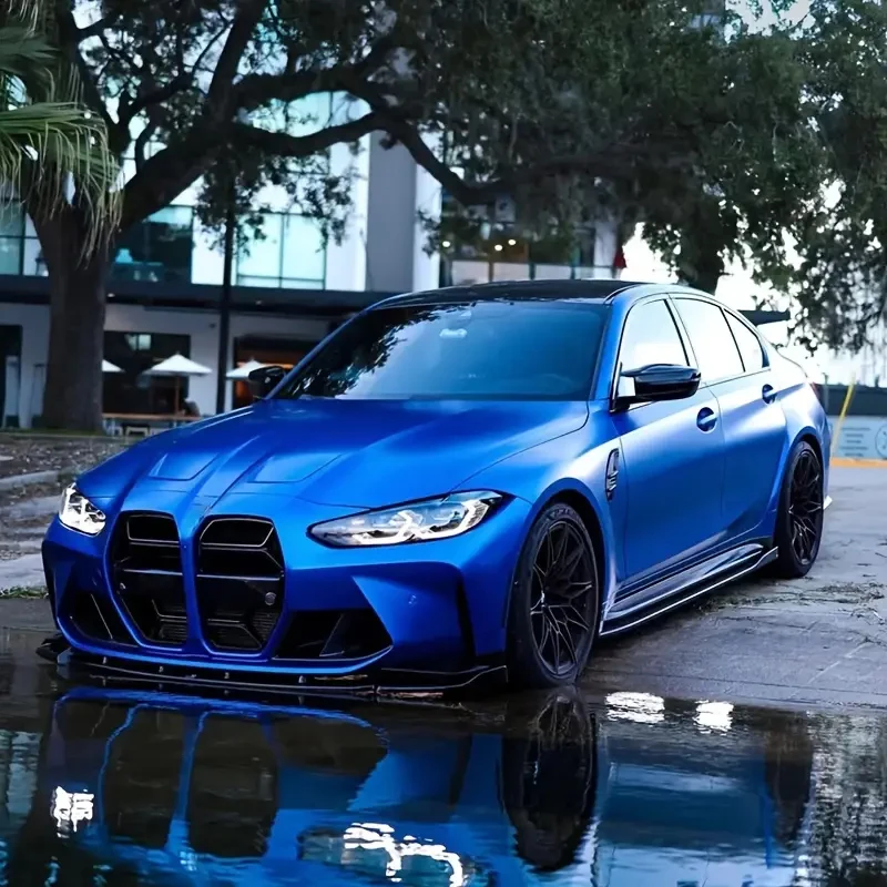 Premium Chrome Matte Metallic Blue Vinyl Wrap Film Self Adhesive Decal Sticker Automotive Car Wrapping Foil Air-Release