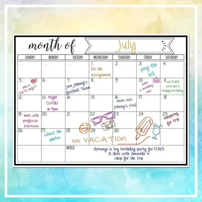 28x21 Inch Magnetic Monthly Planner Whiteboard, The Ultimate Tool for Organization with Large Writing Surface and Notes Area