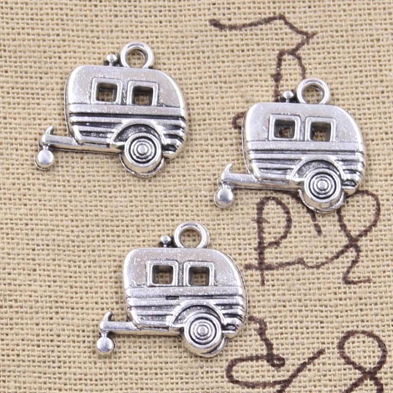 10pcs Charms Travel Tourism Towed RV 18x19mm Antique Silver Color Pendants Making DIY Handmade Tibetan Finding Jewelry