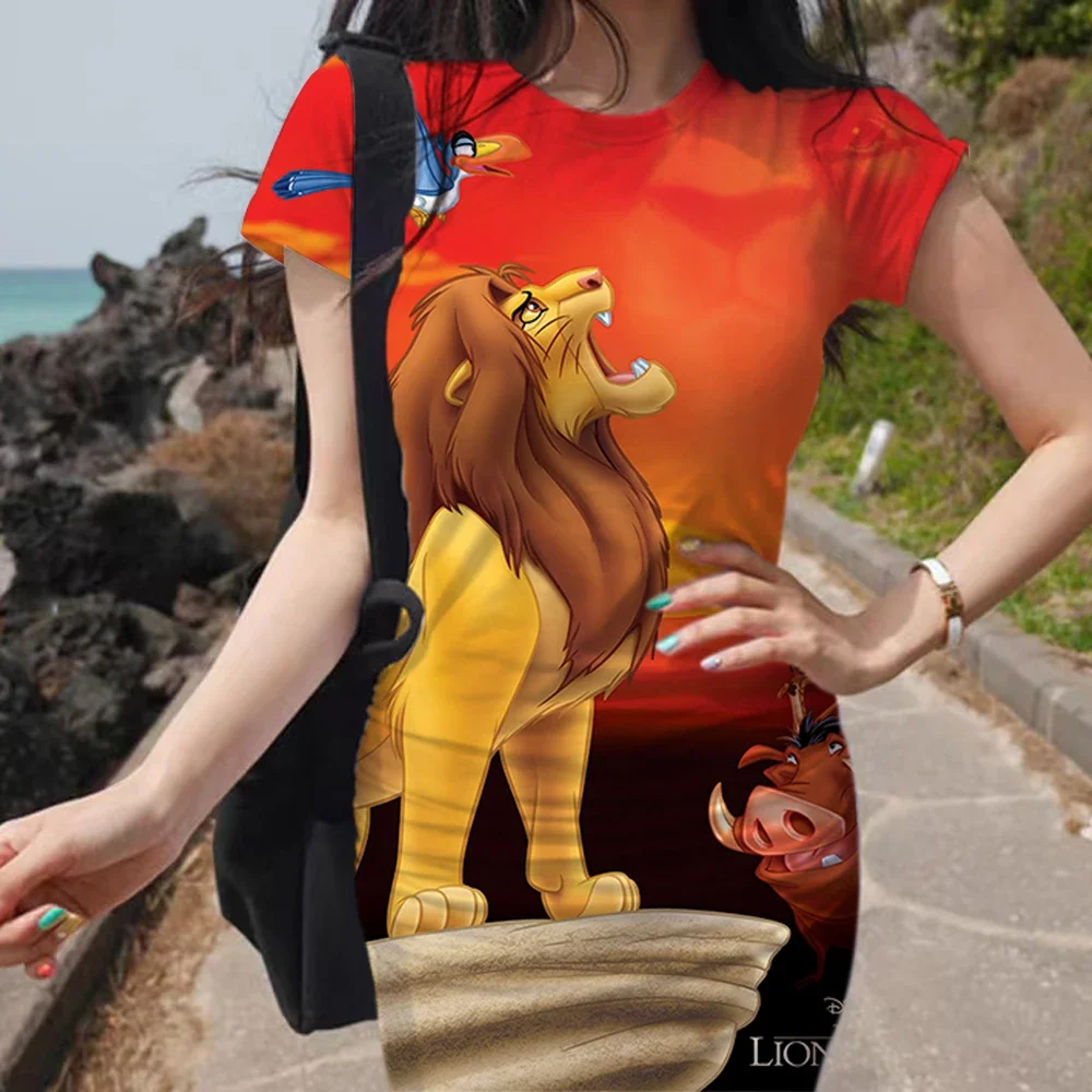 Disney The Lion King New Round Neck Hip Wrap Dress Sexy Winter Party Mini Skirt Retro Tight Sexy Slim Korean Y2K Women Dress