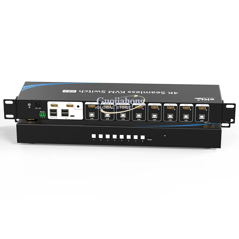 

eKL 812HKW Бесшовный 8-портовый 4K HD HD-коммутатор 8 входов/2 выхода с USB 2.0 и разделением аудиосигнала