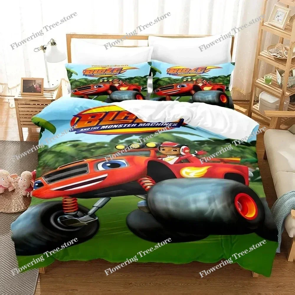 3D Print Blaze N Monster Machines Bedding Set Cartoon Duvet Cover Double Twin Full Queen King Adult Boys Bedclothes Quilt Cover0