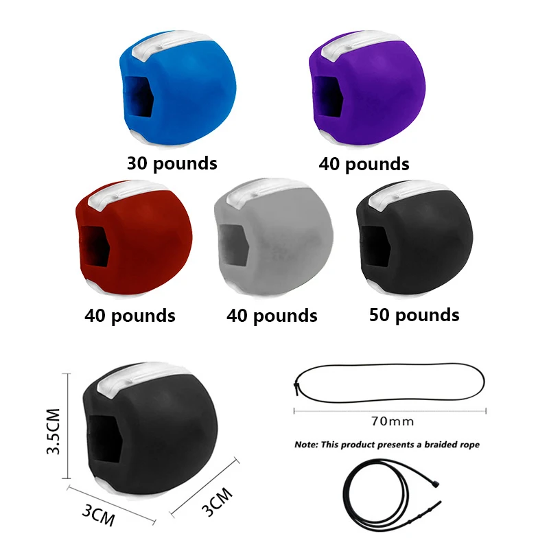 Food-grade Silica Gel Jaw Exercise Line Ball Muscle Trainin Fitness Ball Neck Face Toning Jaw Muscle Training Face lift
