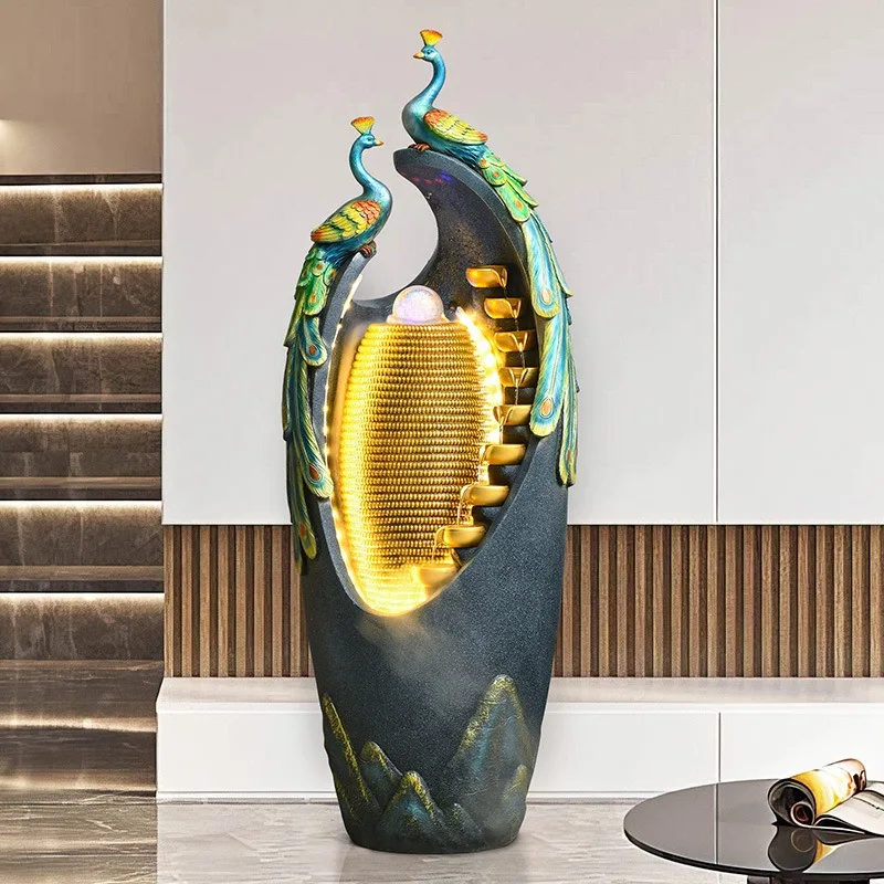 Light luxury feng shui wheel office entrance living room decoration running water fountain floor ornament humidifier landscape