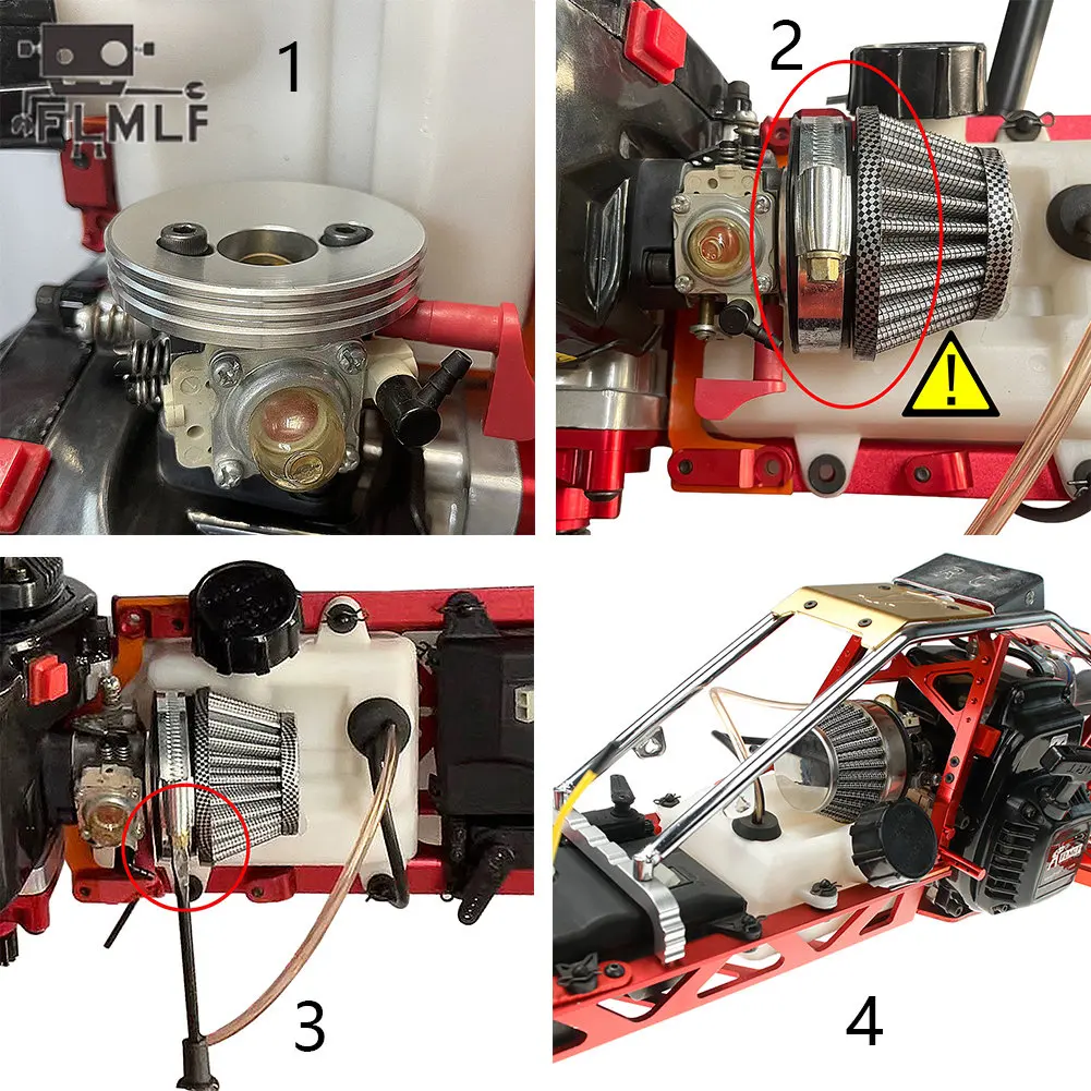 FLMLF-RC Car Air Filter Set, Acessórios de Atualização, Motor para 1/5 Hpi Rofun Km Rovan Baja LT DBXL FG GoPed Redcat Parts, 23 ~ 71CC