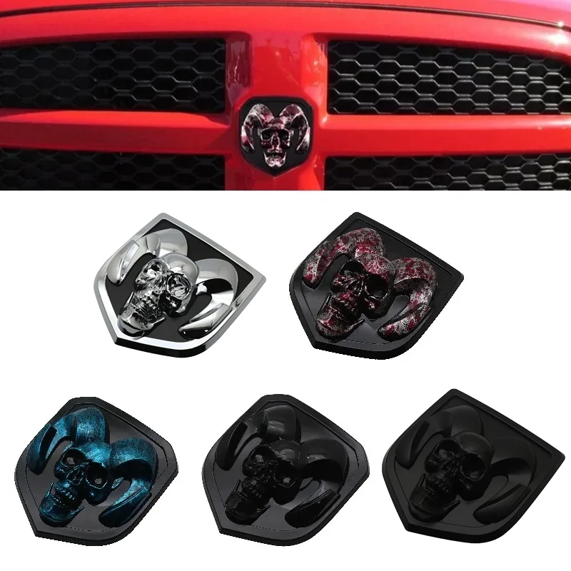 ABS Car Front Tailgate Emblem Skull Sticker For Ram 1500 2500 3500 HeavyDuty BigHorn 2010-2018 Automobiles Modification