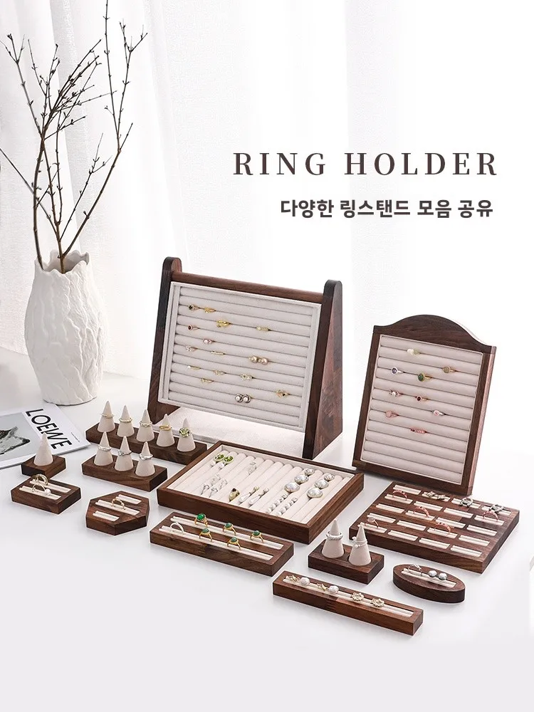 

Walnut Jewelry Ring Display Stand Earring Ring owcase Creative Props Photoaphy Accories Stall Selling Storage Organizer