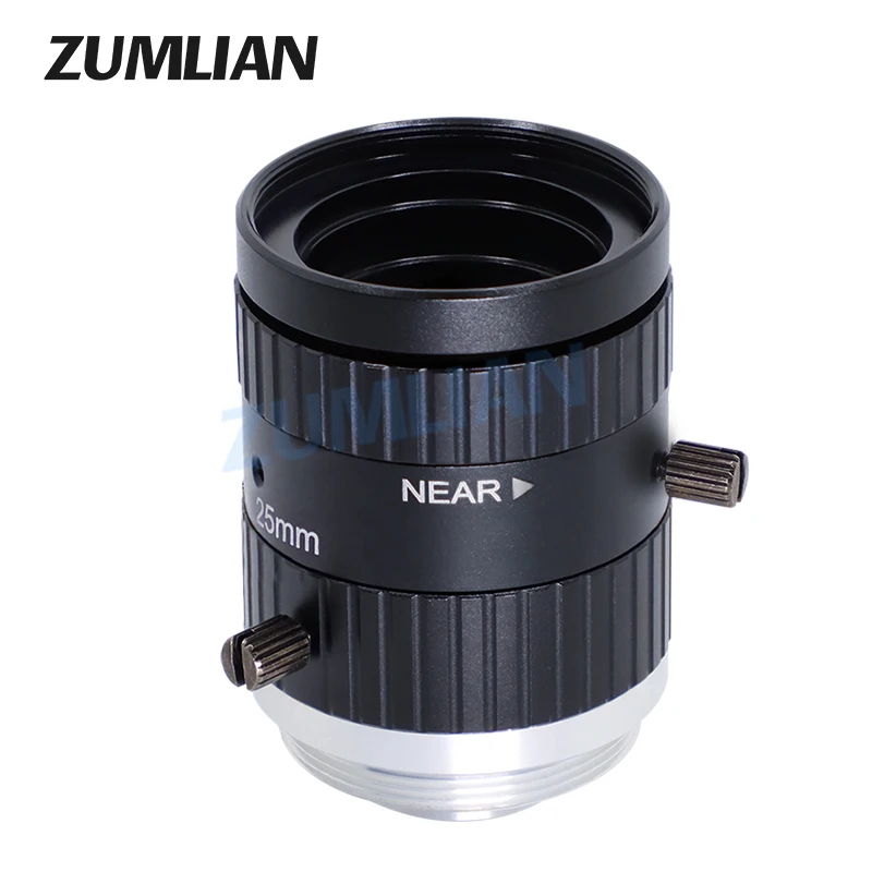 ZUMLIAN 25 مللي متر طول بؤري ثابت 6MP تشويه منخفض 2/3 بوصة C-Mount دليل القزحية F2.8 FA عدسة آلة رؤية كاميرا تلفزيونات الدوائر المغلقة Lente