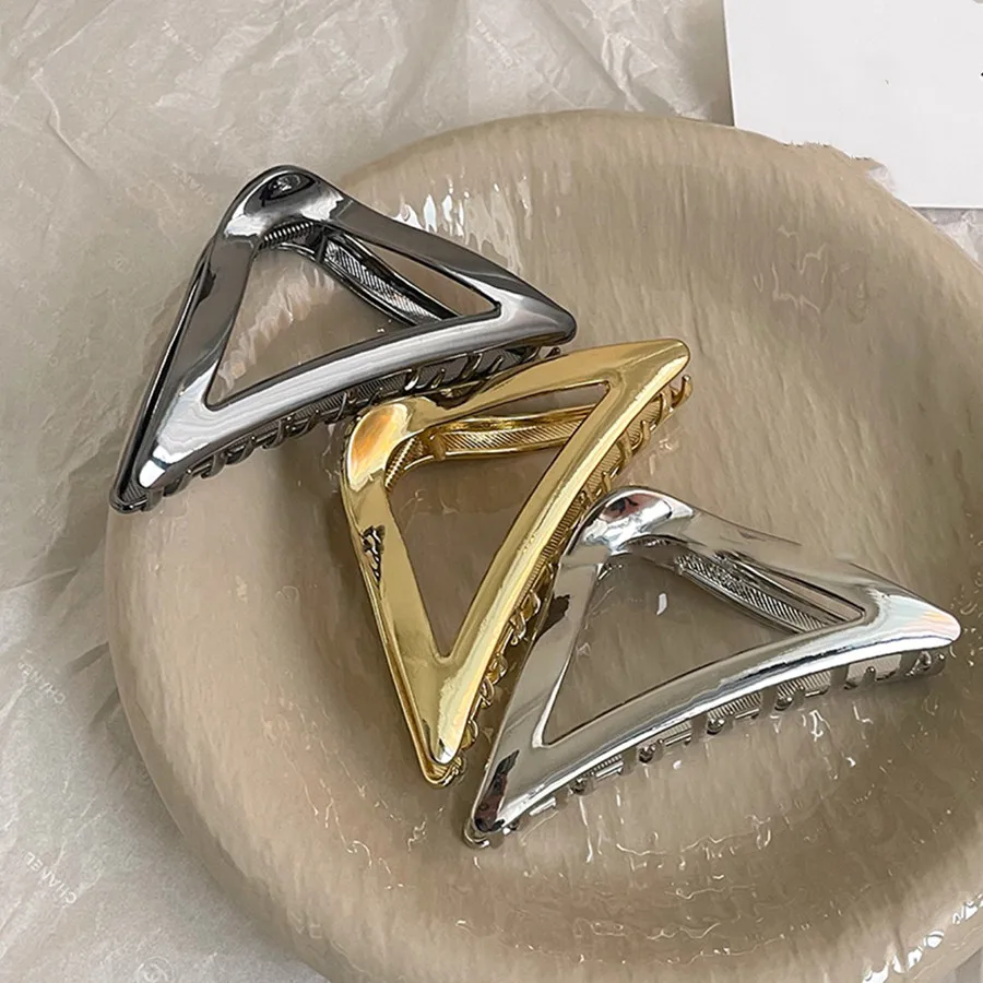 

New Gold Silver Hollow Geometric Hair Clips Metal Hair Claw triangle Hairclip Headband Hairpin Hair Crab Women Hair Accessories