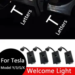 Per Tesla Modello 3/Y/S/X Luci per porte auto Logo HD Proiettore Luci per pozzanghera LED ultra luminoso 3D Laser Ghost Shadow Luci di benvenuto