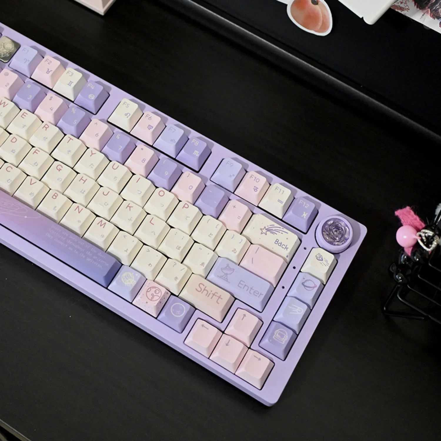 Imagem -04 - Pbt Thermossublimation Meninas Roxo Sonhos Gaming Teclado Mecânico Cherry mx Switch 133 Chaves 60 64 84 98 108