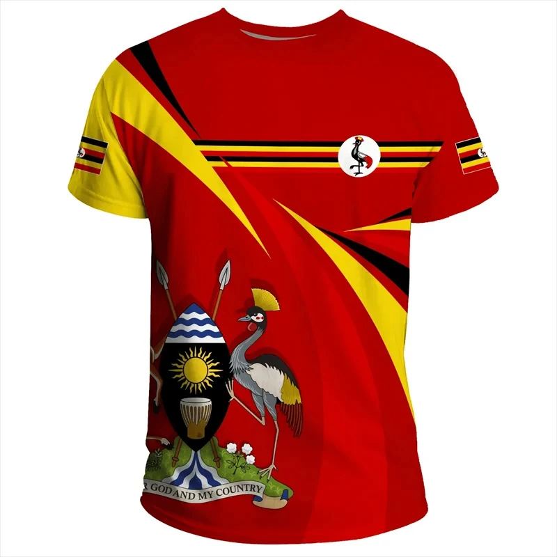 Uganda Flag Map 3D Printed T Shirt For Men Clothes Africa Country T-Shirt National Emblem Tshirt Fashion Sport Jersey Male Tops