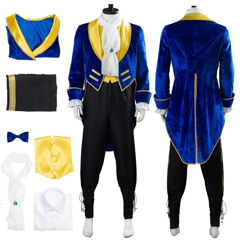 Disfraz de fantasía de príncipe bestia de Anime de dibujos animados, disfraz para hombres, uniforme para adultos, abrigo, pantalones, traje de Carnaval de Halloween ty'4