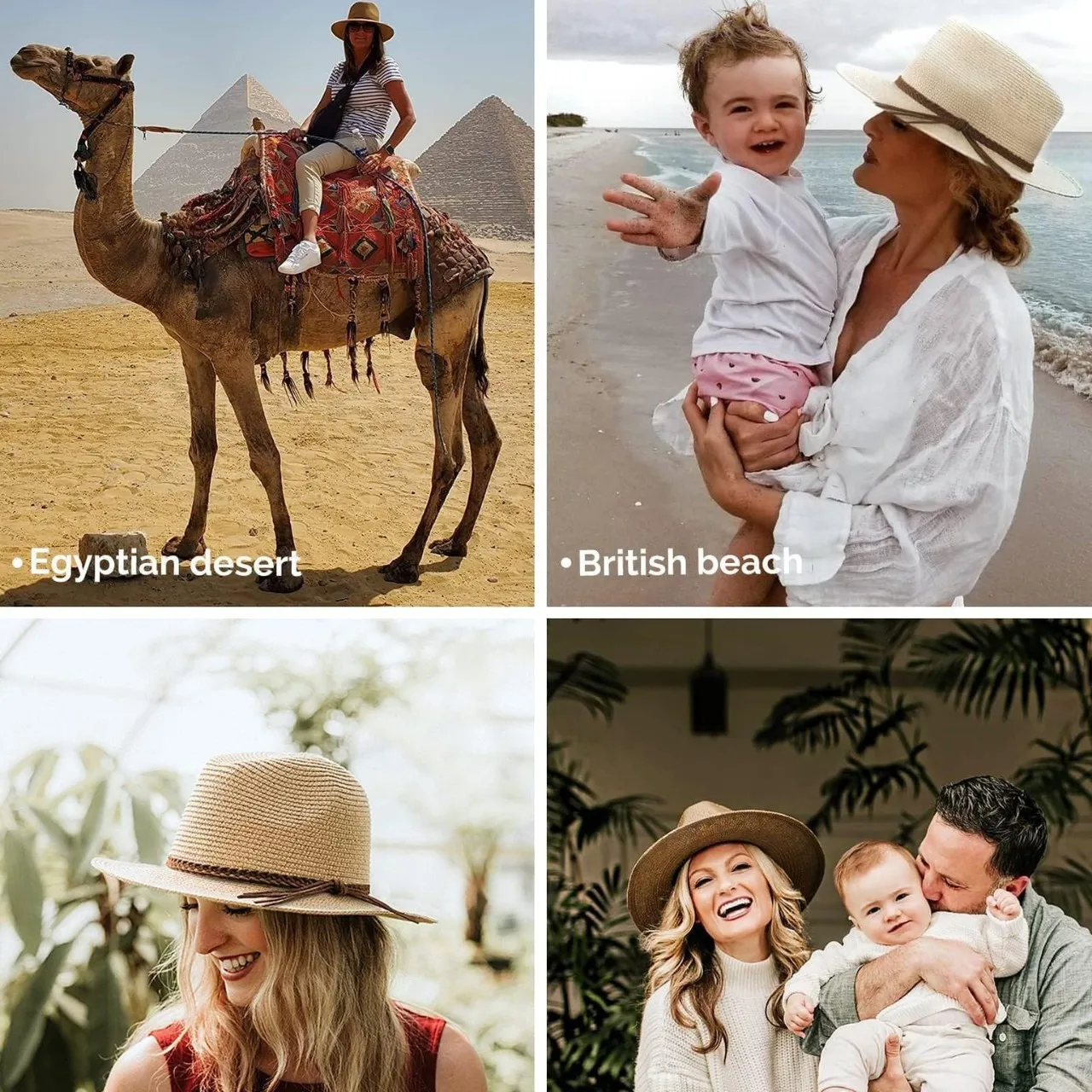 Foldable Panama Hat for Women, Wide Brim Straw Sun Hat Summer Beach Cap, Breathable Roll Up Travel UV Protection