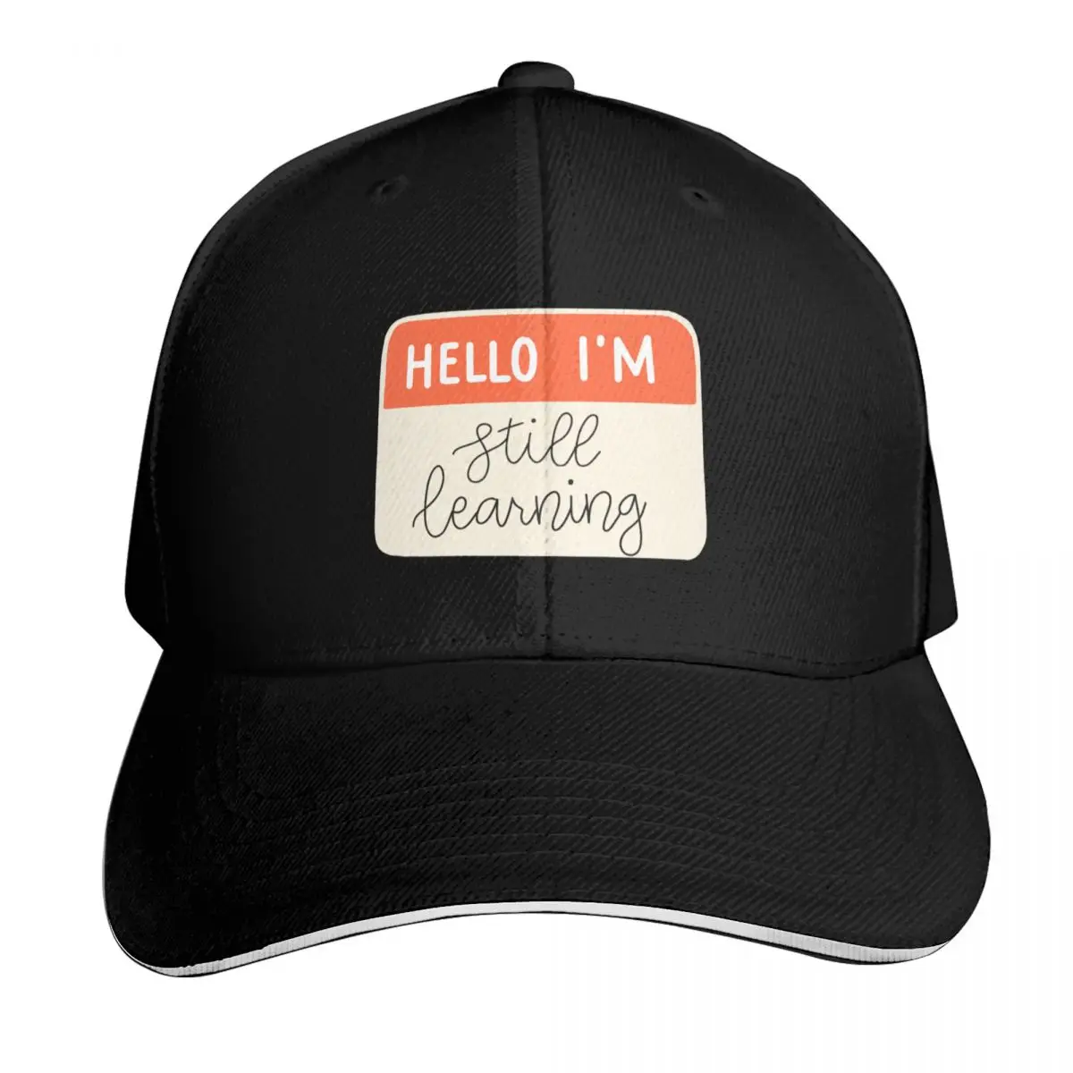 Hello I’m...Still Learning - The Peach Fuzz Baseball Cap Contrast Two Tone Brim Snapback Flat Bill Strapback Dad Hat
