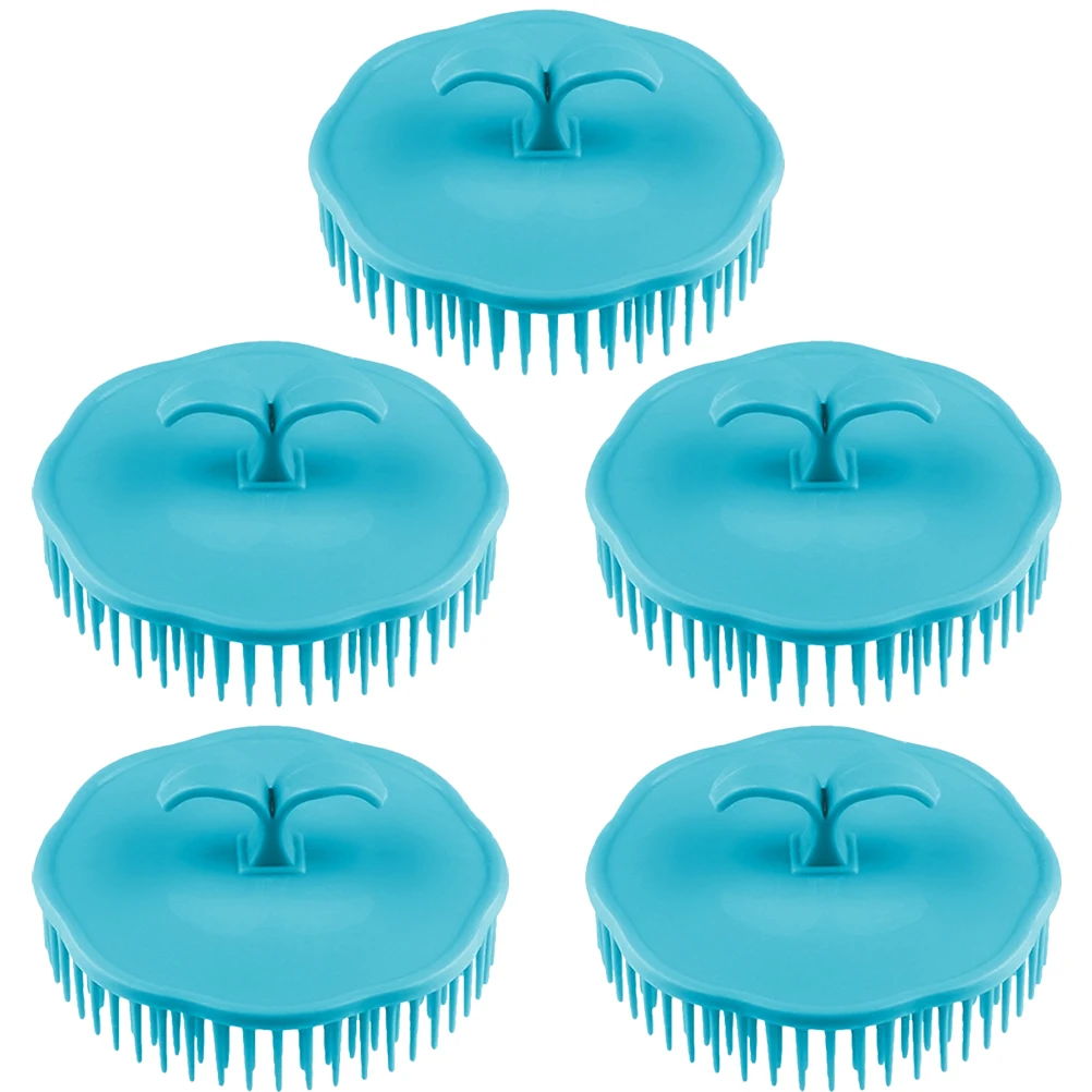 

5pcs Shampoo Brush Hair Combs Massage Comb Scrubber Round Shape PP TPR Material Bath Shower Hairstyling Tool Clean Scalp Protect