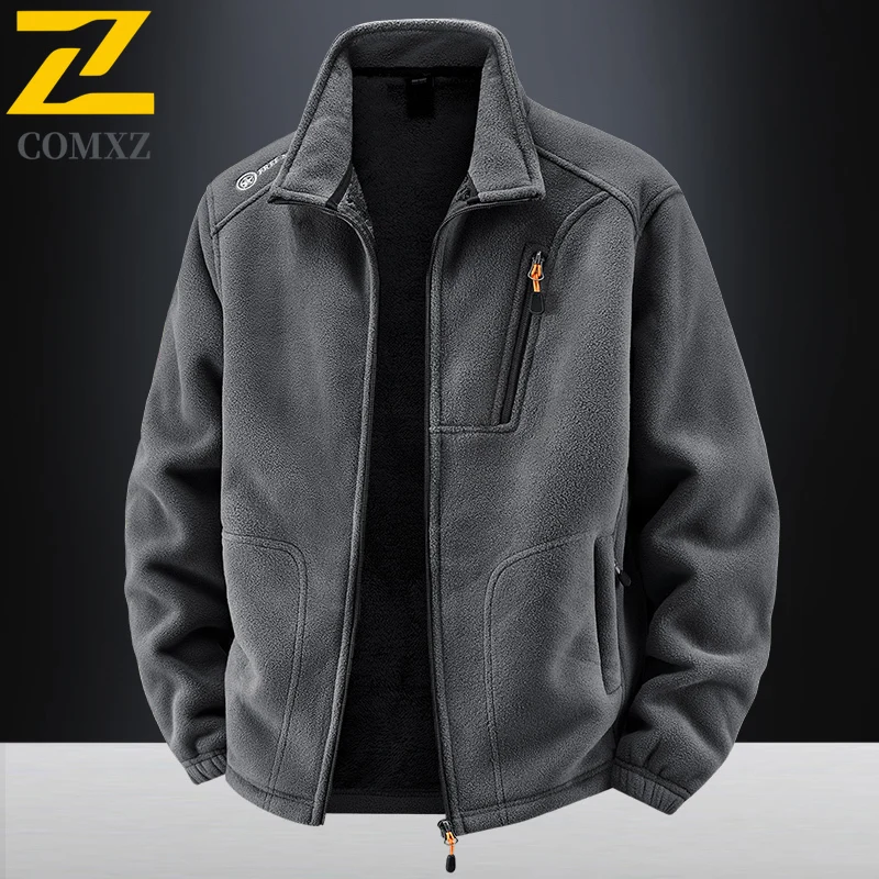 

2025 Autumn Winter Lambskin Jacket Casual Fashion Stand Collar Men's Plus Size Fleece Coat Outdoor Work Windproof Warm Jacket
