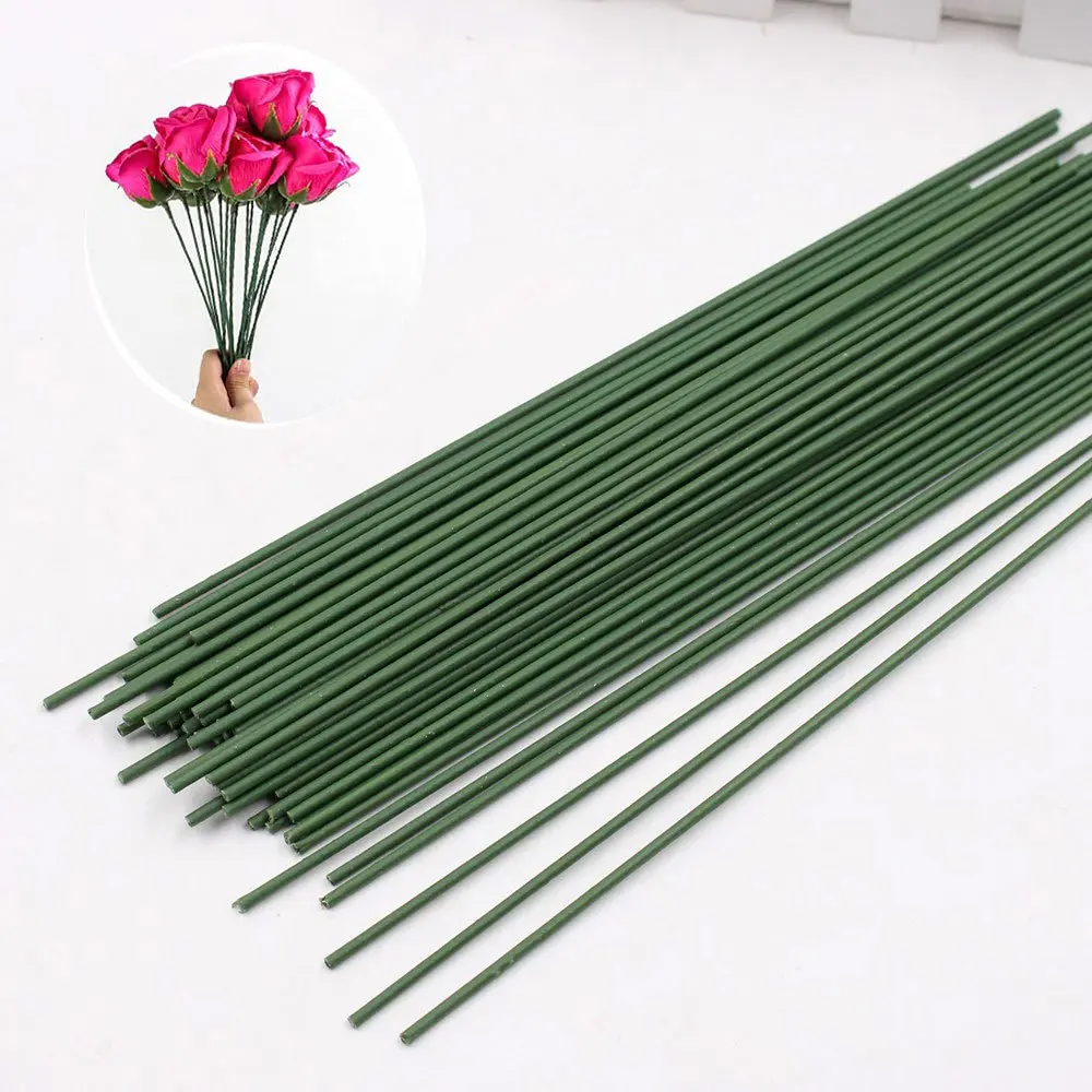 10/20/30pcs 2mm 40cm Floral Stem Wire Crafts Dark Green Wire for Florist Flower Arrangement for DIY Material Handmade Accessoies