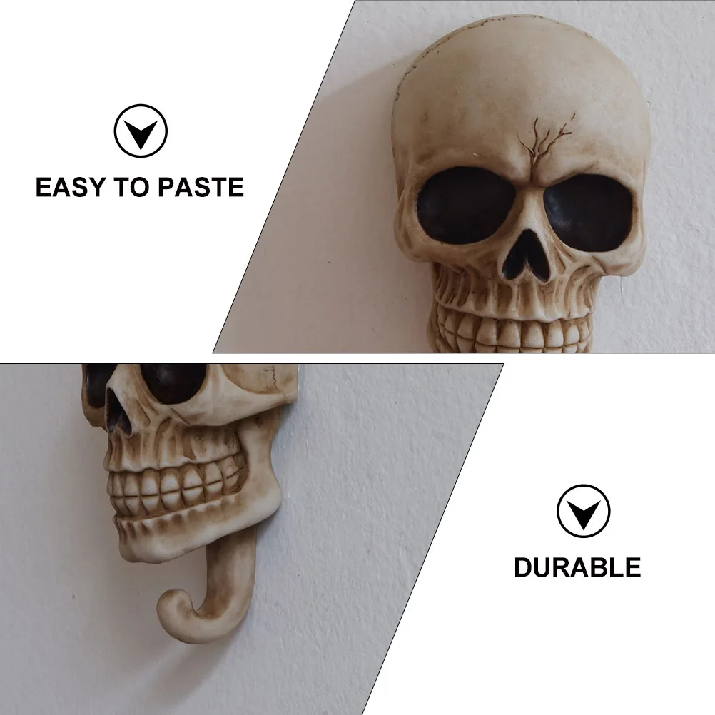 

1Pcs Skull Shape Wall Hook Halloween Resin Hanging Organizer Damage for Clothes Bags Keys Party Decoration