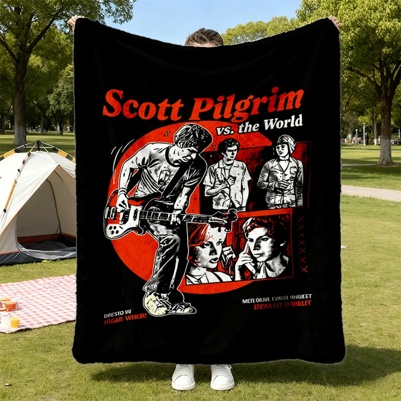 Scott Pilgrim Vs The World Warm Blanket, Comic Book Movie Graphic Soft Blanket, Edgar Wright Film Comfy Blanket
