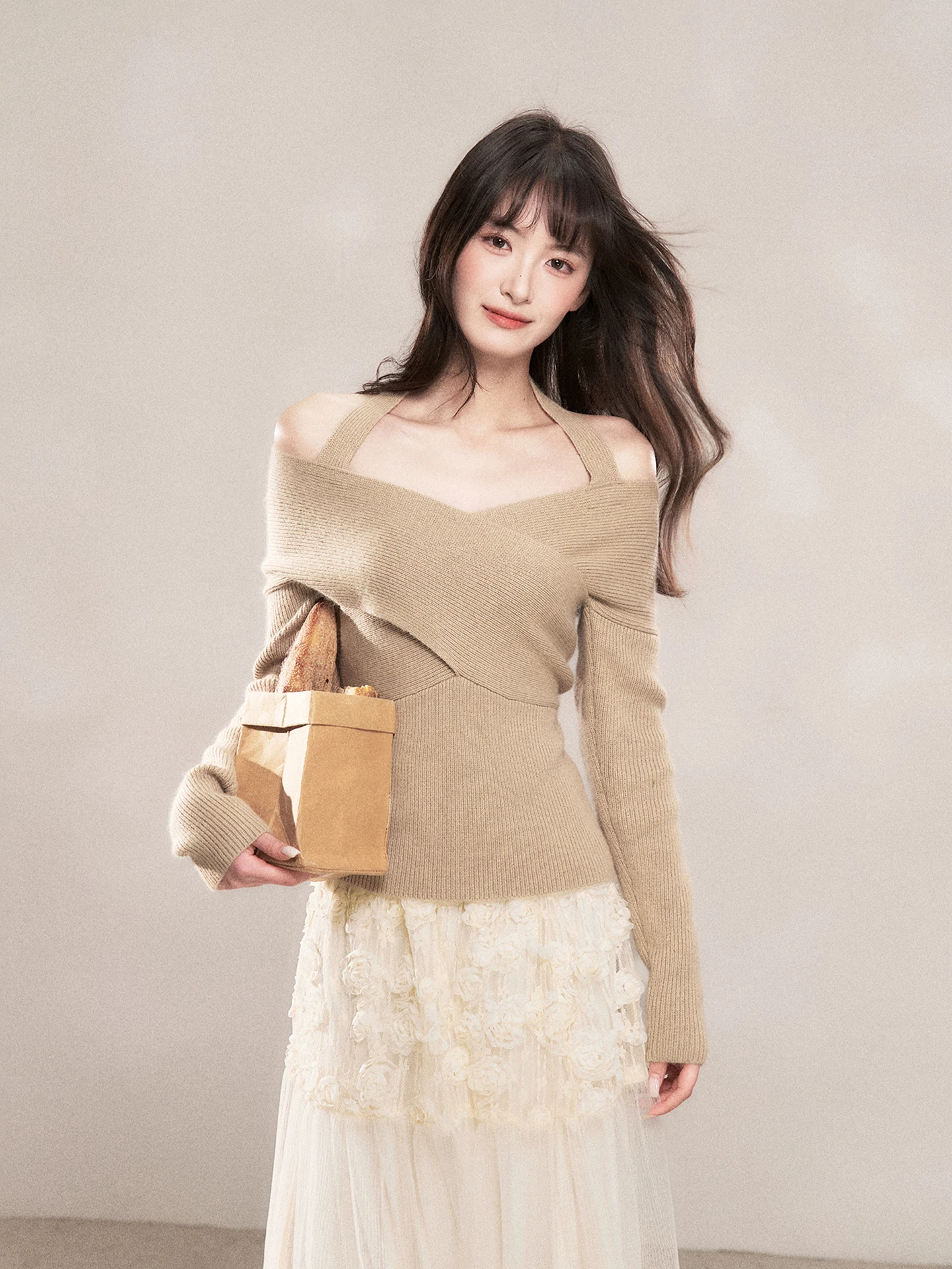 

Ele Winter Sweater Ne Hanging Design Women's Faionable Slimming Pure Desire Beautiful Top Commute Sle Long Sve