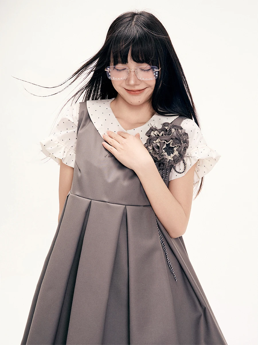 

Платье миди А-силуэта Deep Grey от Pinkdog Home: нейтральный стиль, хлопок и лен, без рукавов, свободный крой, повседневное летнее платье