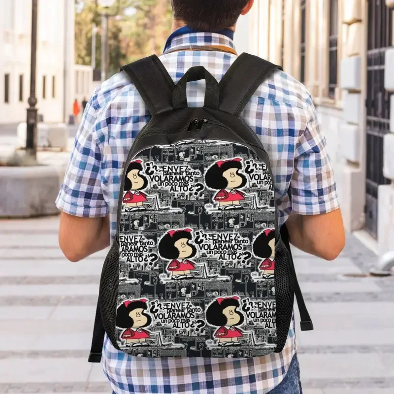 3D-Druck Mafalda Kawaii Cartoon Rucksack für Jungen Mädchen Anime Comics Schule College Reisetaschen Männer Bücher tasche passt 15 Zoll Laptop