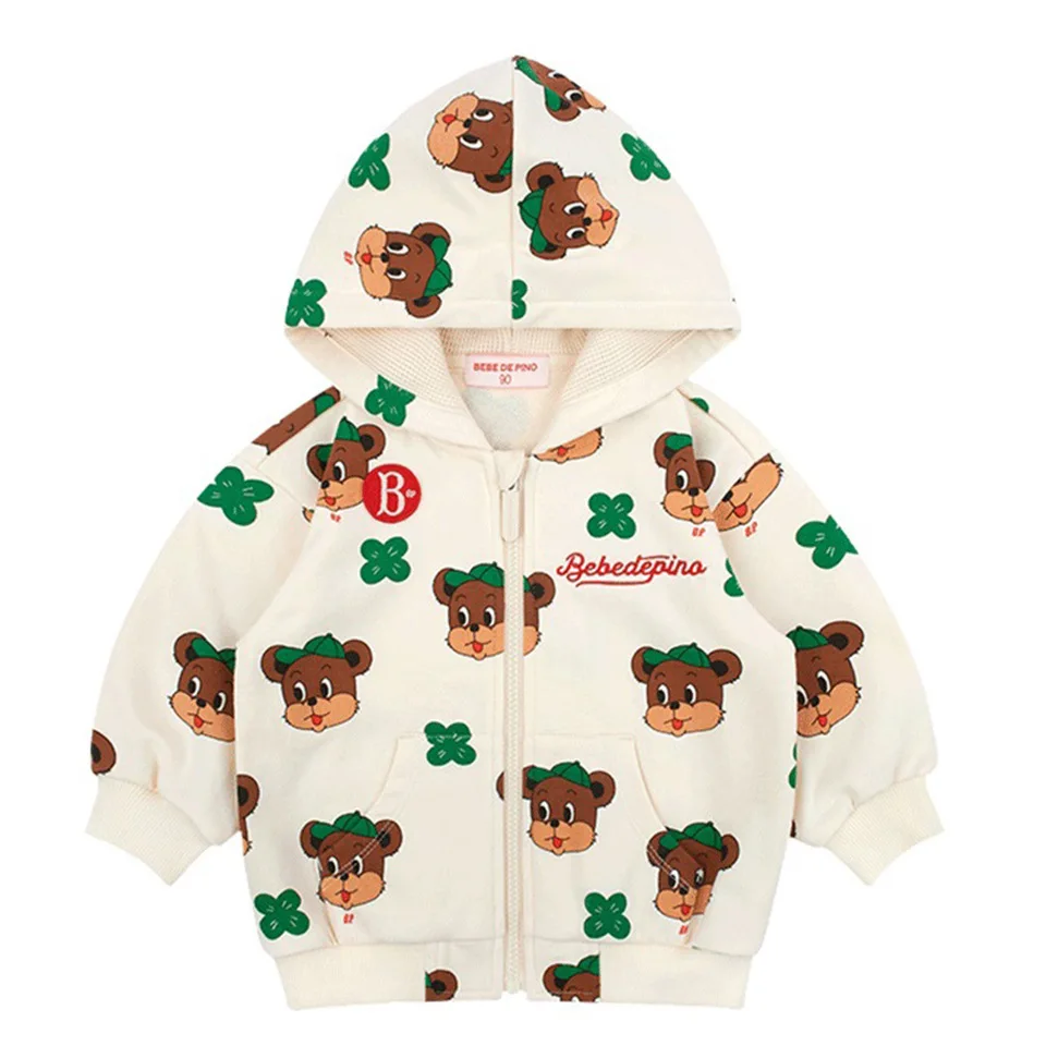 Cotton Spring/Autumn Baby Boys Girls Animals Printed Long Sleeve Hoodie Fashion Tops Kids Tracksuit Children Clothes