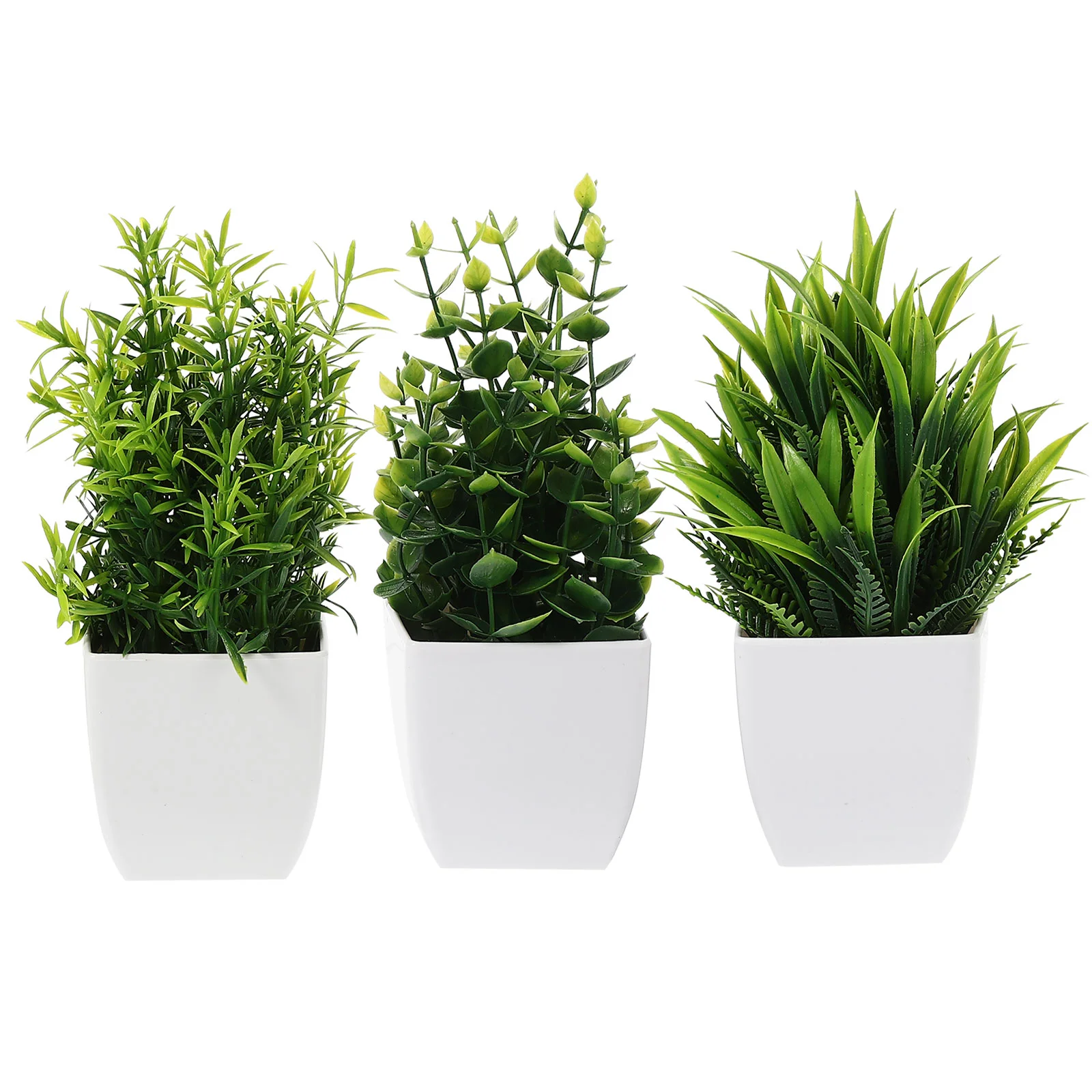 3 Pcs Artificial Plants Outdoor Simulated Potted Faux Mini Adornments Fake Green Bonsai