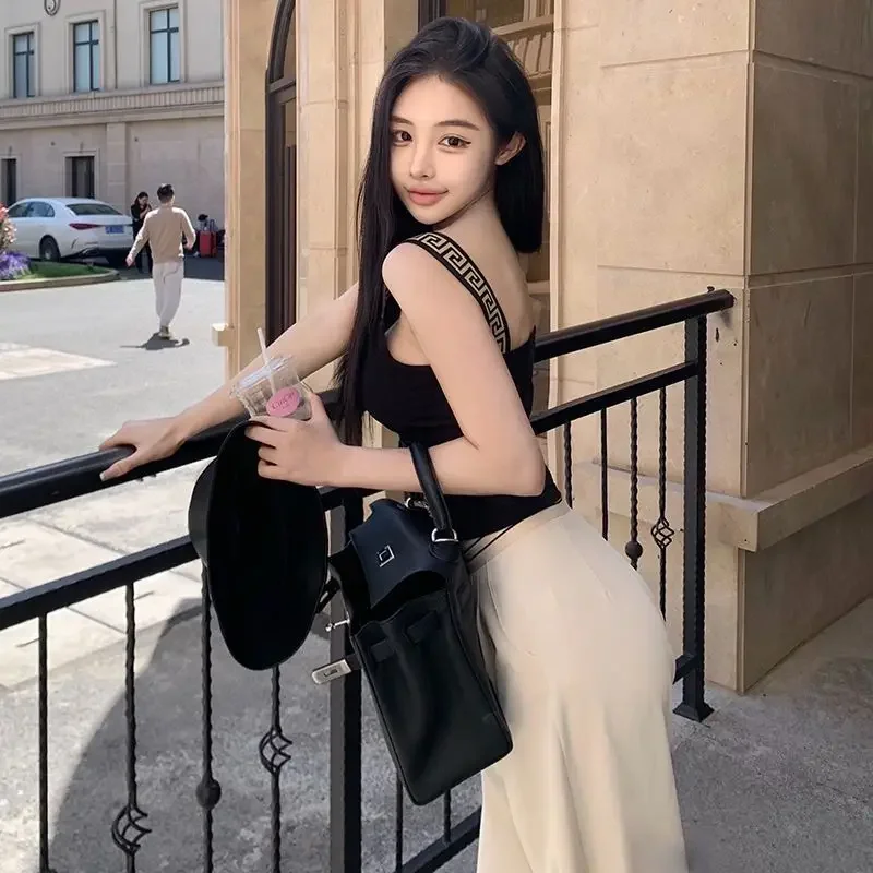 ผู้หญิงฤดูร้อนเซ็กซี่ Casual Slim ปรากฏบางสีทึบพิมพ์ Camisole สุภาพสตรีแนวโน้มแฟชั่นอารมณ์ All-Match Camis Tops