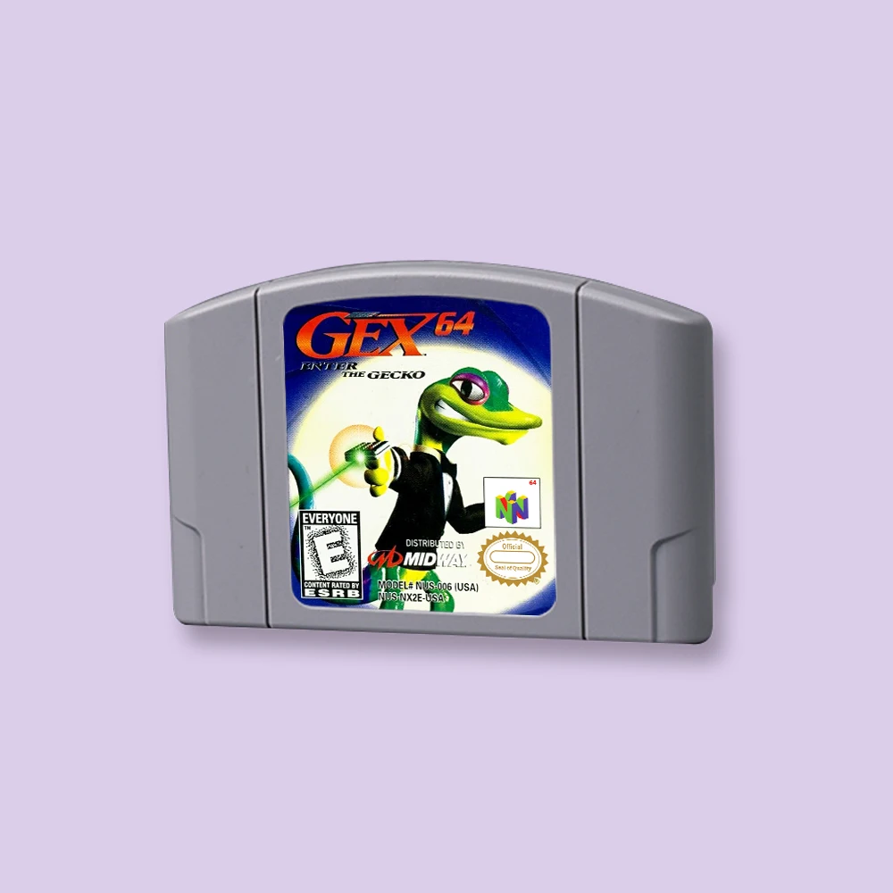 for Gex 64 - Enter the Gecko  64bit game card for USA NTSC version N64 video game console English language