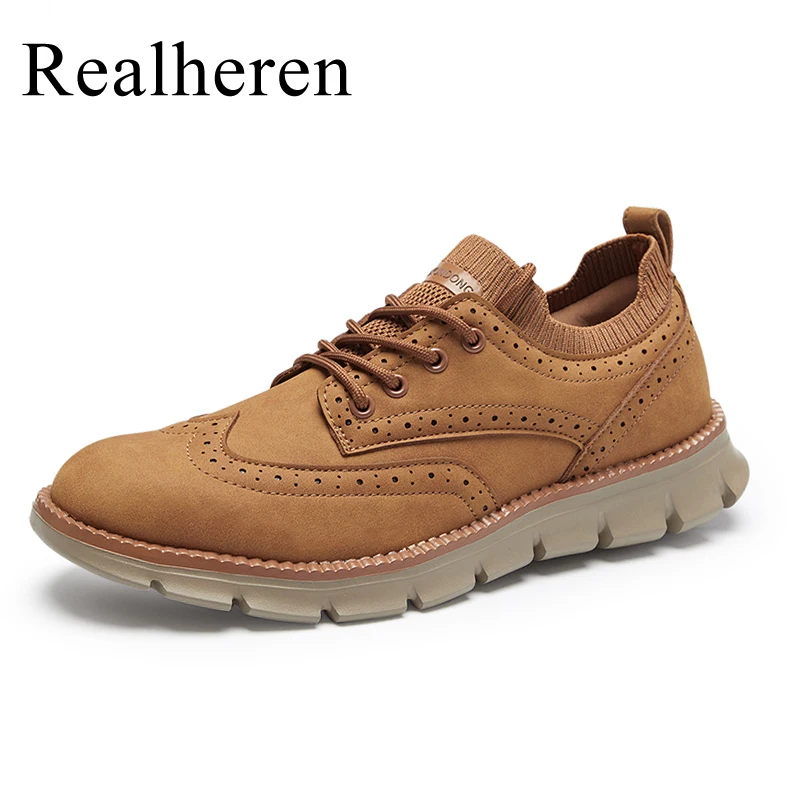 Spring Autumn Mens Brogues Leather Casual Shoes Italian Luxury Brand Designer Big Size Hot Sale