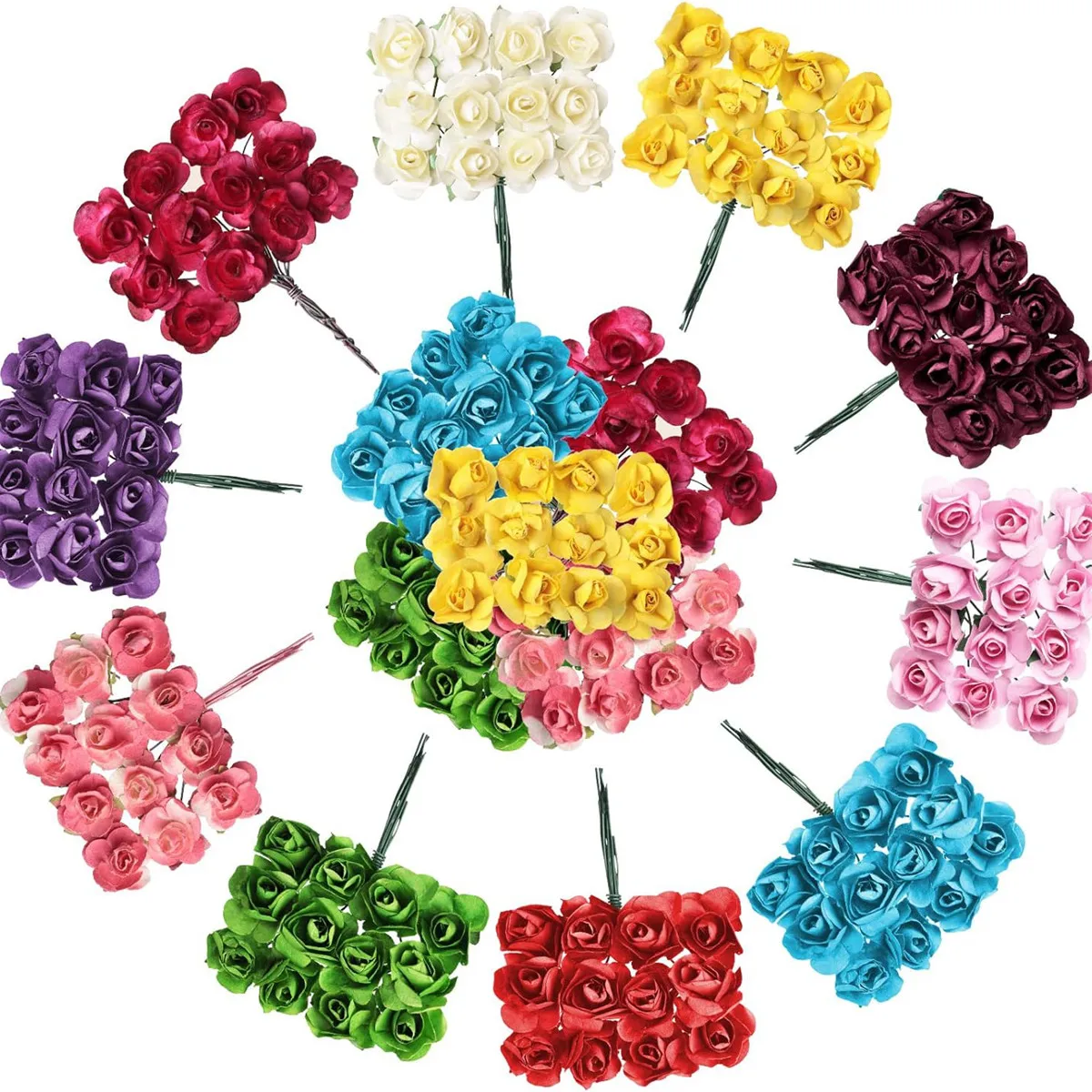 144pcs ArtificialFlowers simulation paper Rose Outdoor courtyard UV protection Garden Wedding Home Diy gift Candy Box Decoration image 2