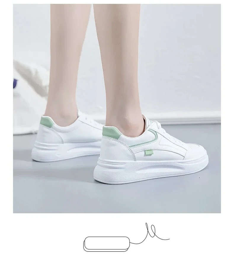 

Women Sneakers PU Leather Lace-Up Breathable Jogging Woman Walking Skateboarding Shoes Casual De Mujer Outdoor