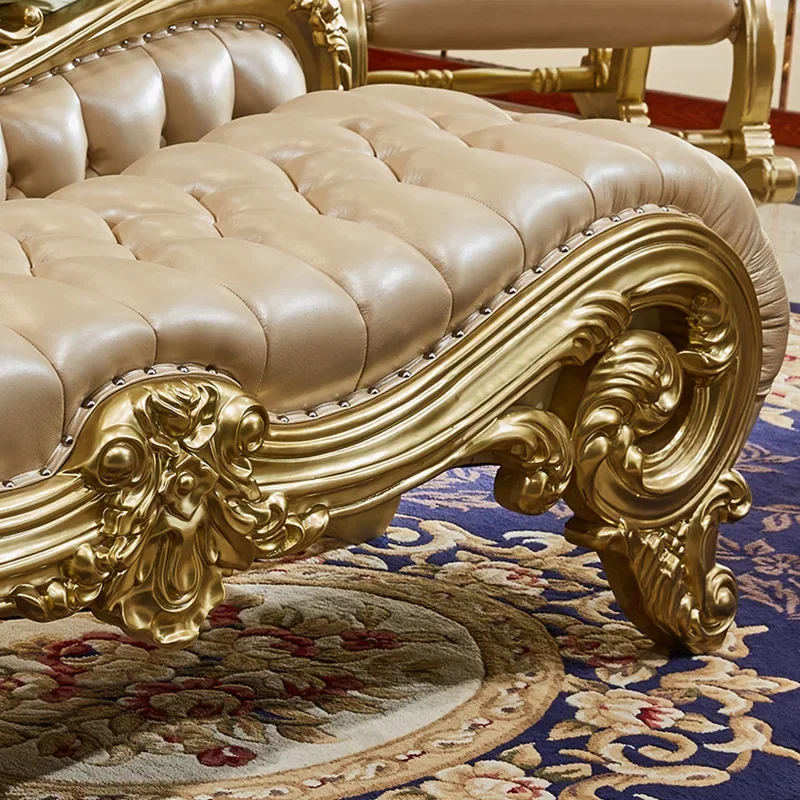 European style wedding bedside stool, solid wood master bedroom furniture, champagne gold carved luxury bedside stool, high-end