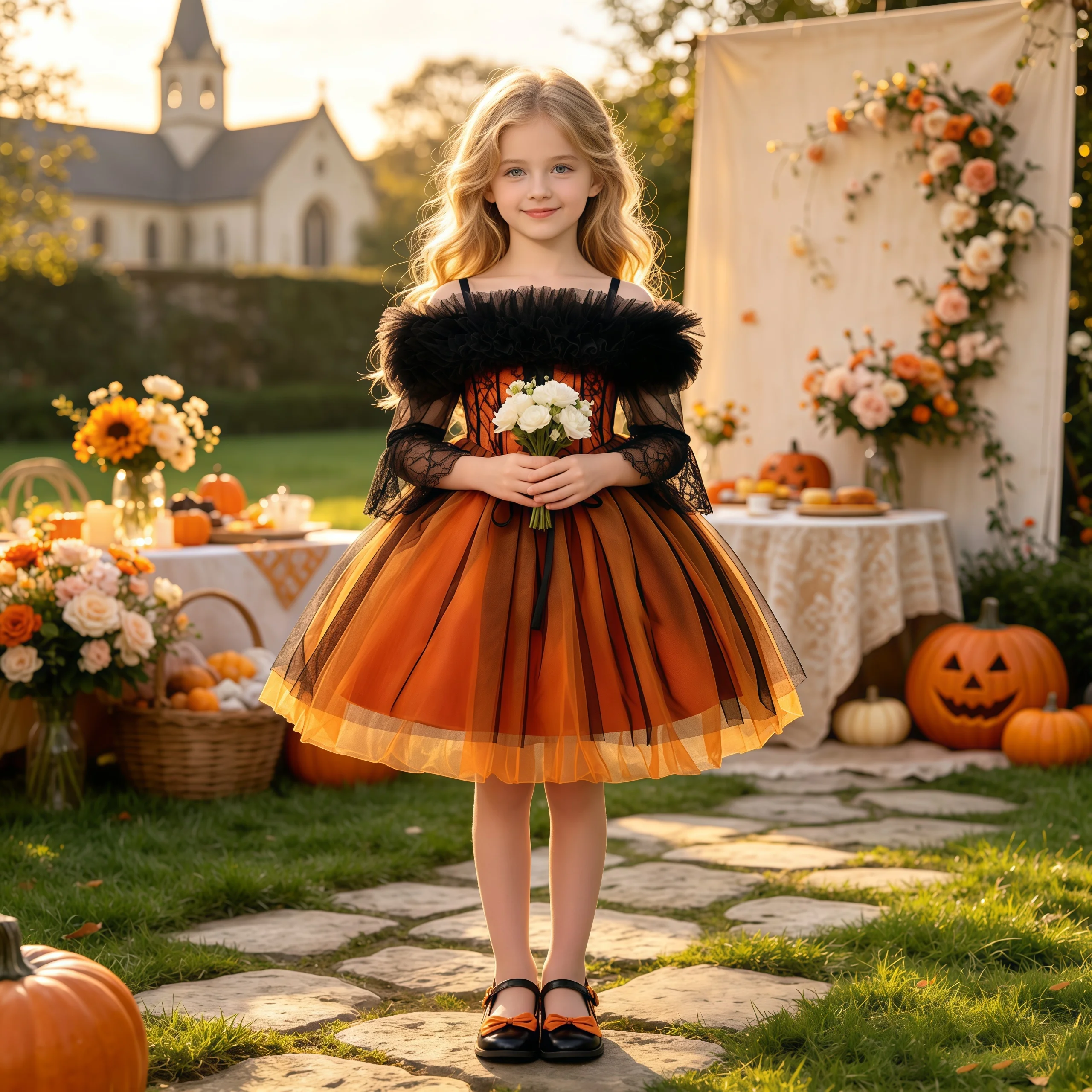 Fancy Spider Web Lace Halloween Girls Dress Elegant Wedding Bridesmaid Birthday Party Prom Dresses Girl Gothic Christmas Costume