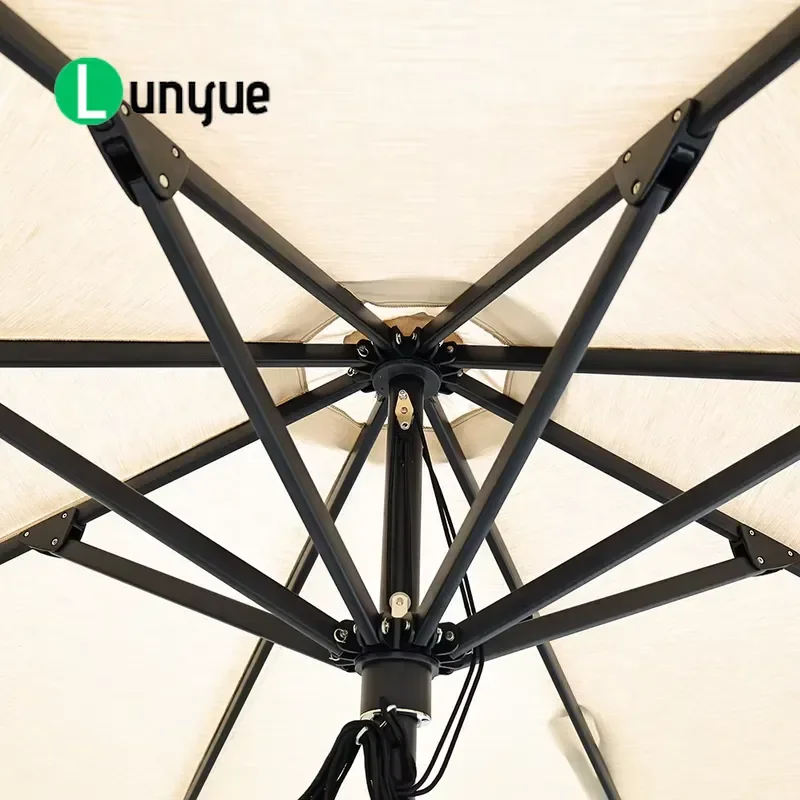 Round Premium Straight Umbrella All Aluminum Rod Manual Pull Rope Windproof Outdoor Business Style