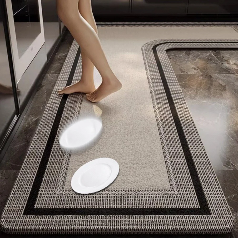 Kitchen Floor Mat Waterproof Non-slip Wear-resistant Carpet L-shaped Minimalist Geometric Lines Mats Home Decoration Rug 주방 카펫