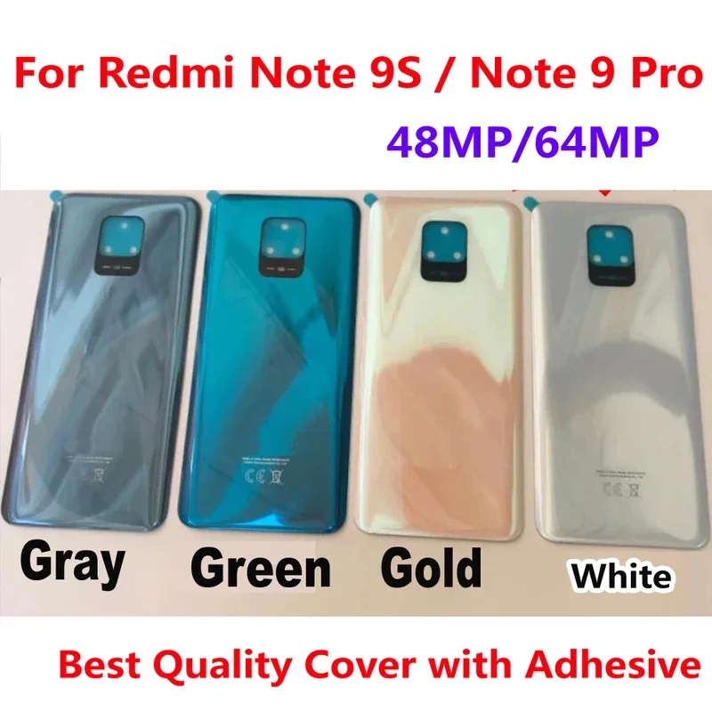 

Battery Back Cover Housing For Redmi Note 9S Note 9 Pro Glass Panel Rear Case with Adhesive Note9Pro