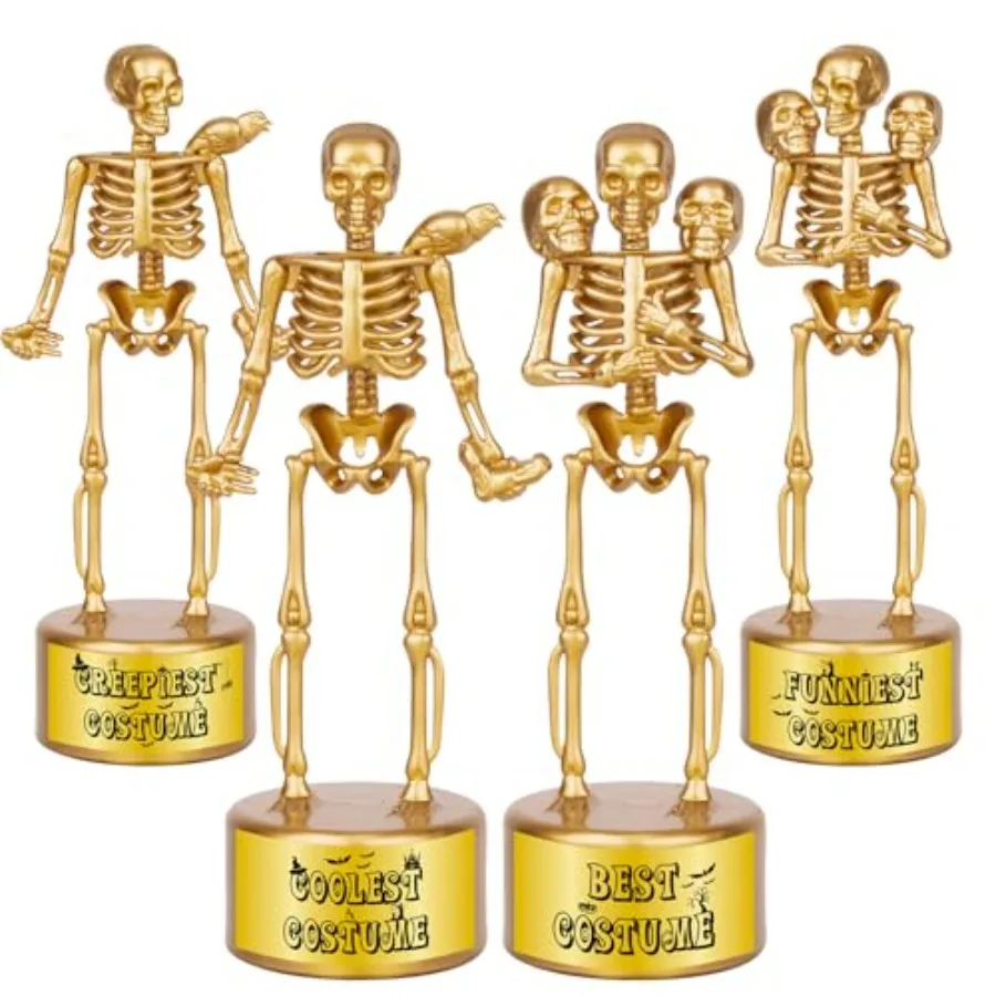 Halloween Trophy 4 Pack Best Costume Skeleton Trophies, Halloween Skeleton Funny Trophy Plastic Tropies for Contest Awards, Hal