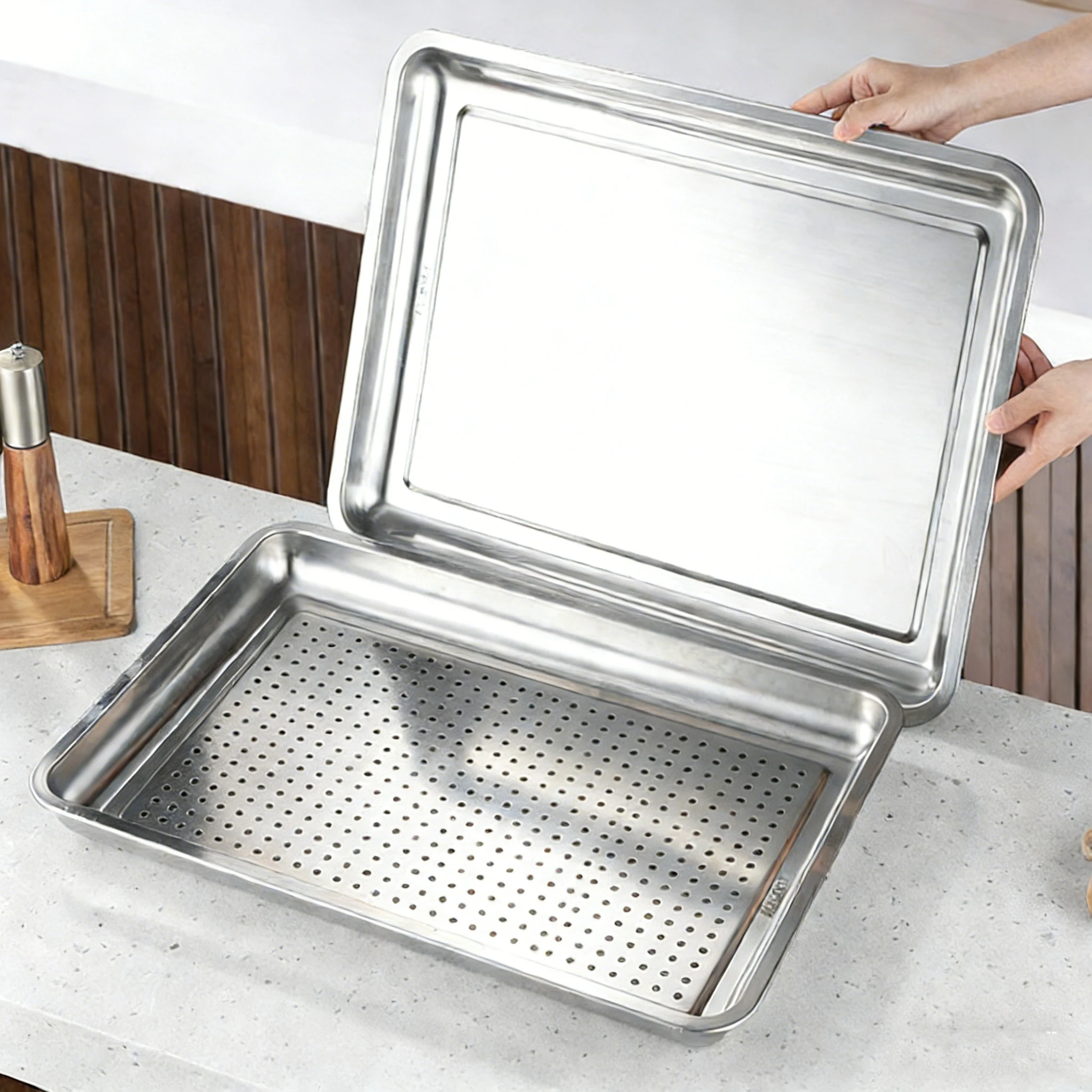 Factory Price Commercial Stainless Steel Steaming Tray 304/201 Food Grade Perforated Steam Pan For Rice Steamer Cabinet