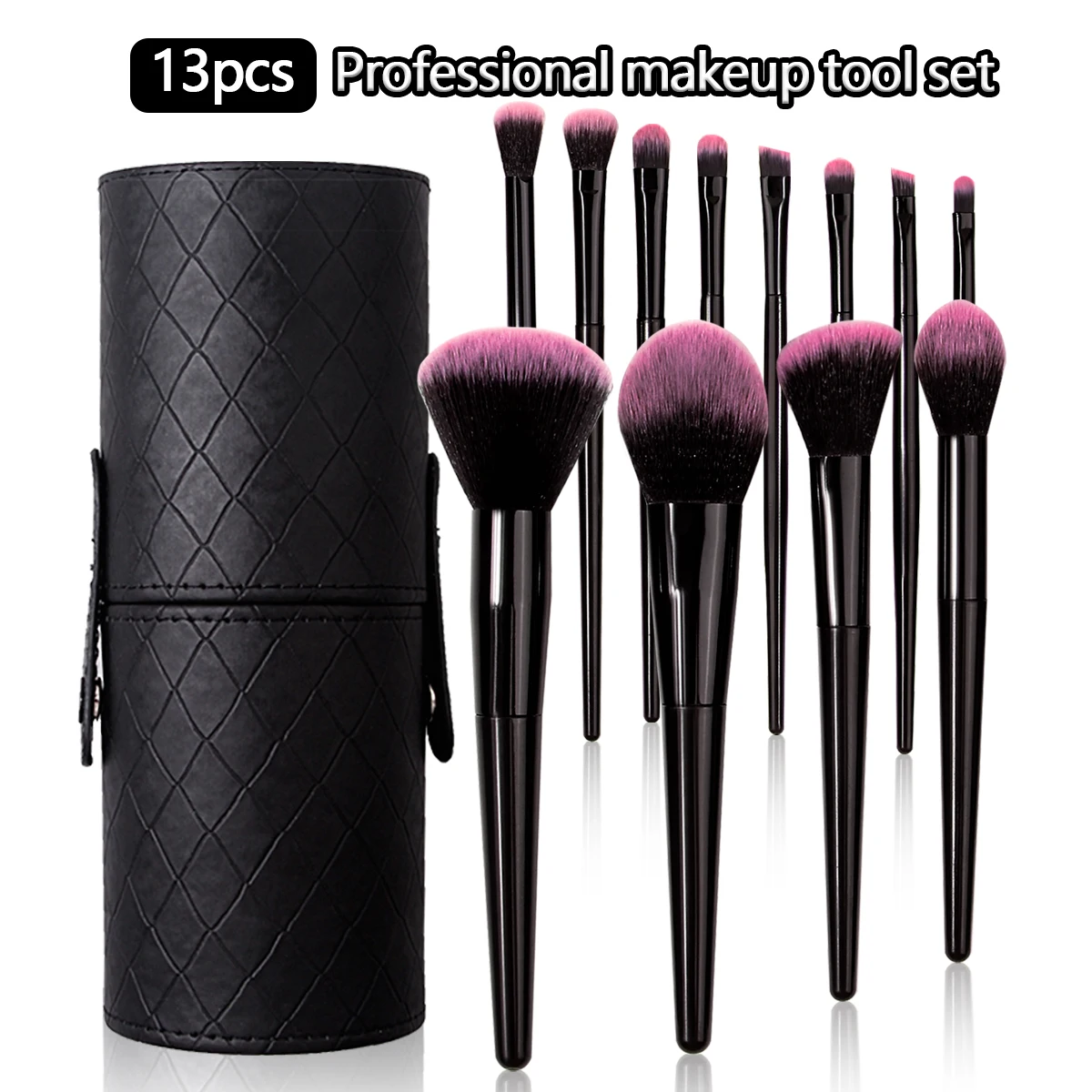 Makeup Brush Set, Black Storage Bucket, Synthetic Bristles Blush Brush, Contour Brush, Eyeshadow Brush, Portable Makeup Tools