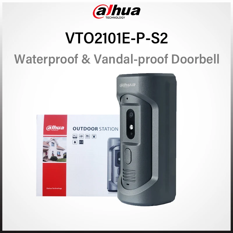 

Dahua 2MP HD Doorbell Camera IP65 waterproof IK10 vandal-proof PoE Metal Body Video Intercom ONVIF Two-way Audio VTO2101E-P-S2