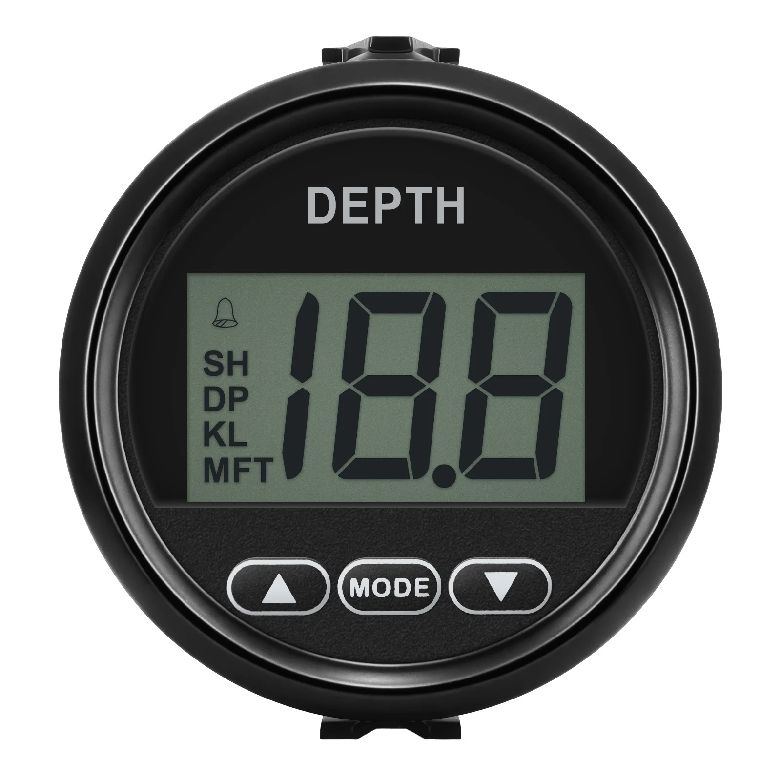 Newest 52mm Marine Digital Depth Gauge Indicator with Transducer and White Backlight for Yachts Fishing Boats Universal 12V